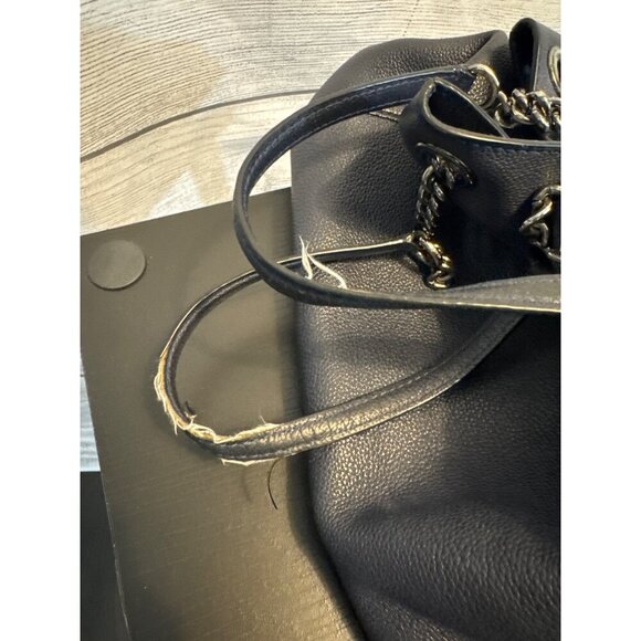 Coach Turnlock Edie Shoulder Bag Purse Dark blue pebbled Leather - Picture 6 of 8